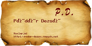 Pádár Dezső névjegykártya